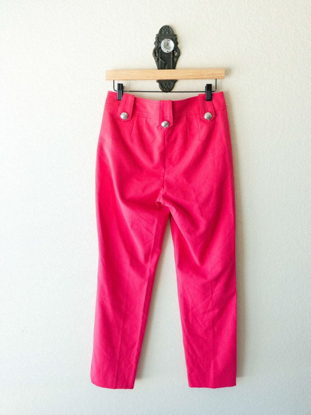 WHBM Jolie Pants Womens 4L NWT Hot Pink Azalea Straight Leg Silver Button Stretc - Picture 10 of 15
